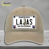 Lajas Puerto Rico Novelty License Plate Hat Unconstructed Cotton / Khaki