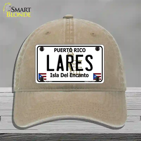 Lares Puerto Rico Novelty License Plate Hat Unconstructed Cotton / Khaki