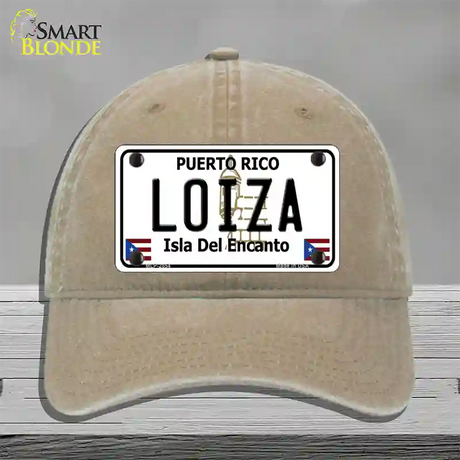 Loiza Puerto Rico Novelty License Plate Hat Unconstructed Cotton / Khaki