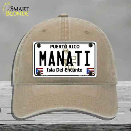 Manati Puerto Rico Novelty License Plate Hat Unconstructed Cotton / Khaki