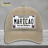 Maricao Puerto Rico Novelty License Plate Hat Unconstructed Cotton / Khaki