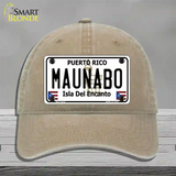 Maunabo Puerto Rico Novelty License Plate Hat Unconstructed Cotton / Khaki