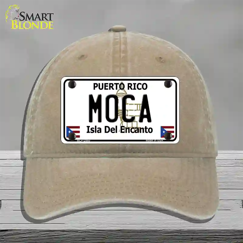 Moca Puerto Rico Novelty License Plate Hat Unconstructed Cotton / Khaki