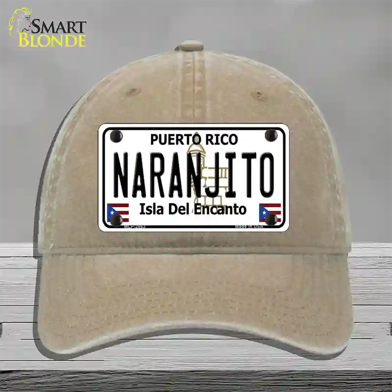 Naranjito Puerto Rico Novelty License Plate Hat Unconstructed Cotton / Khaki