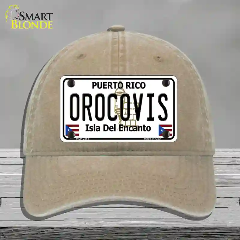 Orocovis Puerto Rico Novelty License Plate Hat Unconstructed Cotton / Khaki