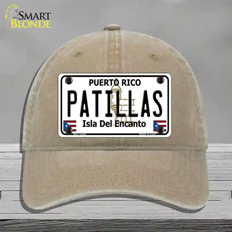 Patillas Puerto Rico Novelty License Plate Hat Unconstructed Cotton / Khaki