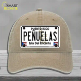 Penuelas Puerto Rico Novelty License Plate Hat Unconstructed Cotton / Khaki