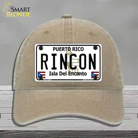 Rincon Puerto Rico Novelty License Plate Hat Unconstructed Cotton / Khaki