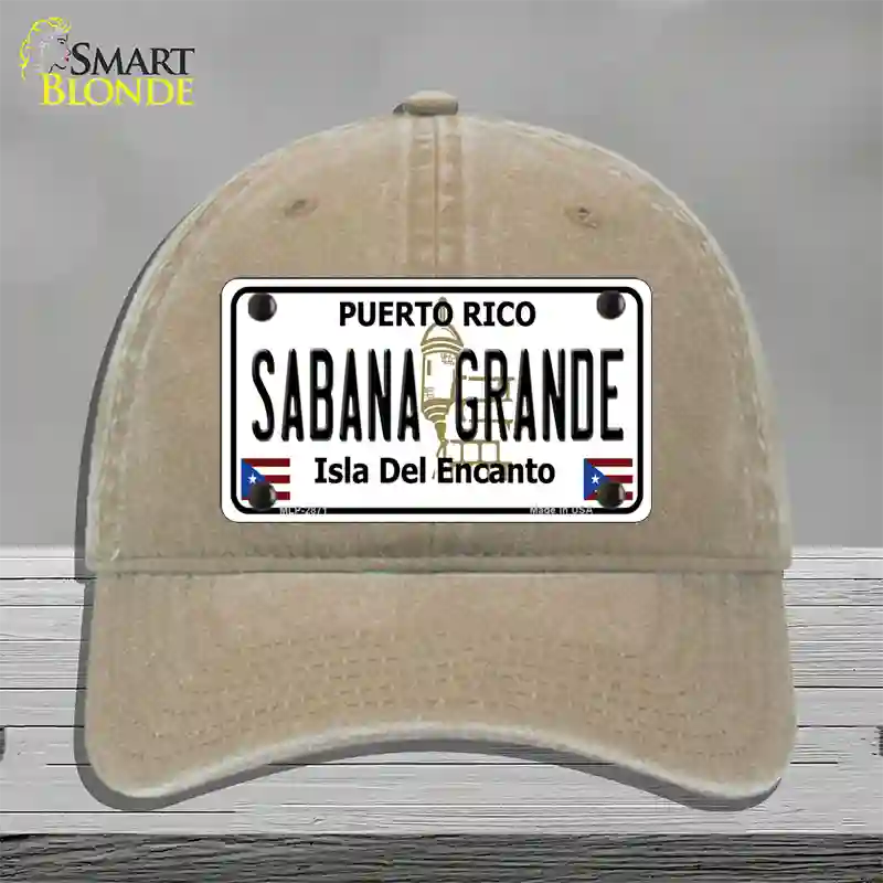 Sabana Grande Puerto Rico Novelty License Plate Hat Unconstructed Cotton / Khaki