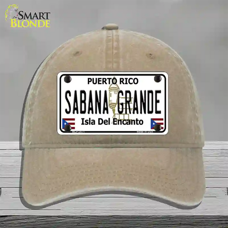 Sabana Grande Puerto Rico Novelty License Plate Hat Unconstructed Cotton / Khaki