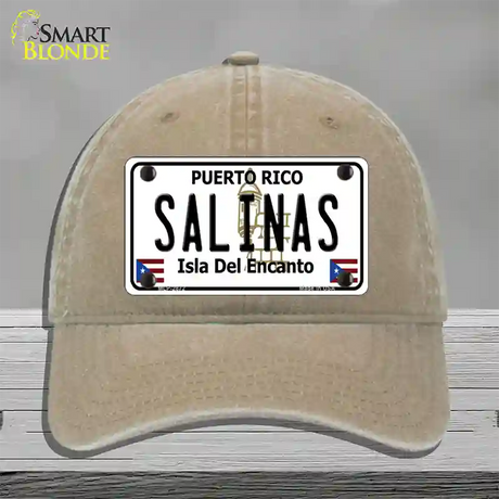 Salinas Puerto Rico Novelty License Plate Hat Unconstructed Cotton / Khaki