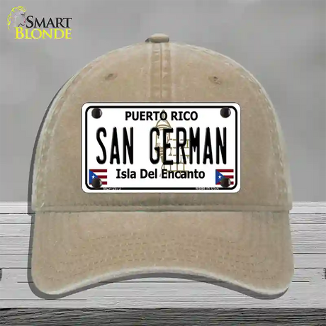 San German Puerto Rico Novelty License Plate Hat Unconstructed Cotton / Khaki