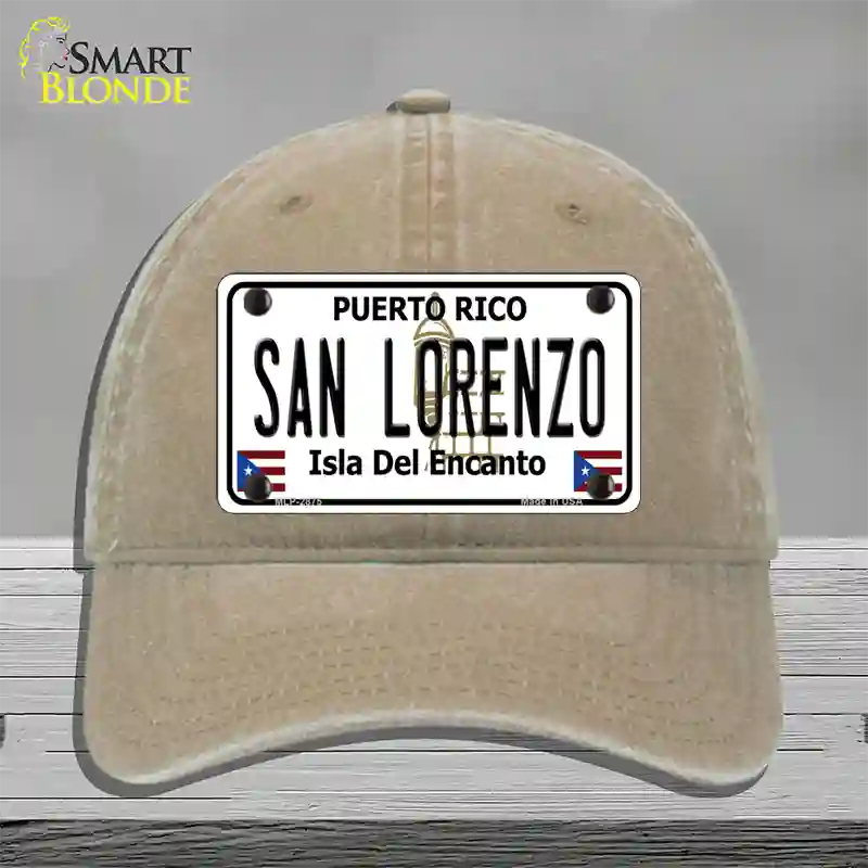 San Lorenzo Puerto Rico Novelty License Plate Hat Unconstructed Cotton / Khaki