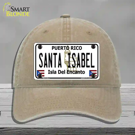 Santa Isabel Puerto Rico Novelty License Plate Hat Unconstructed Cotton / Khaki