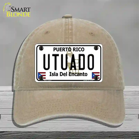 Utuado Puerto Rico Novelty License Plate Hat Unconstructed Cotton / Khaki