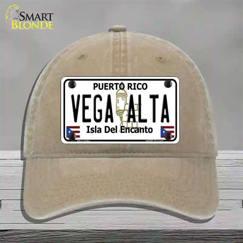 Vega Alta Puerto Rico Novelty License Plate Hat Unconstructed Cotton / Khaki