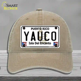 Yauco Puerto Rico Novelty License Plate Hat Unconstructed Cotton / Khaki