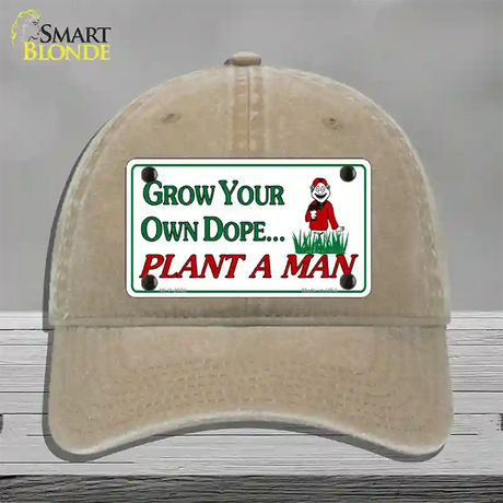 Grow Dope Novelty License Plate Hat Unconstructed Cotton / Khaki