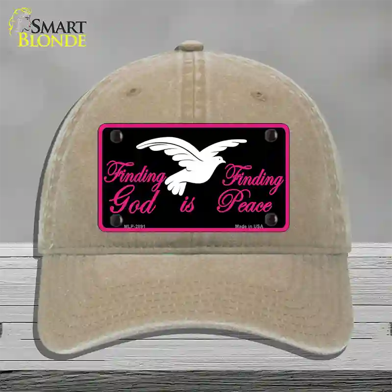 Finding God Finding Peace Black Novelty License Plate Hat Unconstructed Cotton / Khaki