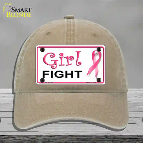 Girl Fight Novelty License Plate Hat Sign Unconstructed Cotton / Khaki