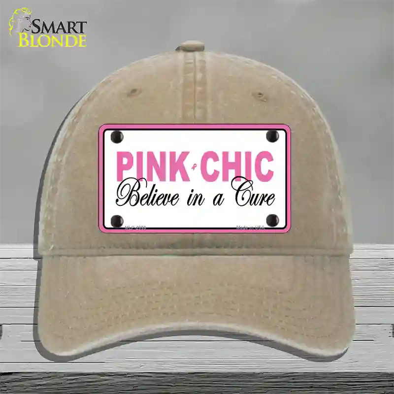 Pink Chic Novelty License Plate Hat Unconstructed Cotton / Khaki