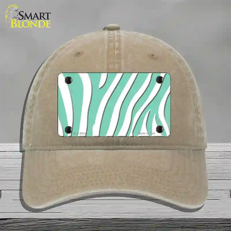 Mint White Zebra Novelty License Plate Hat Unconstructed Cotton / Khaki