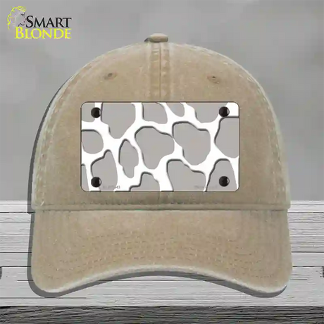 Grey White Giraffe Novelty License Plate Hat Unconstructed Cotton / Khaki