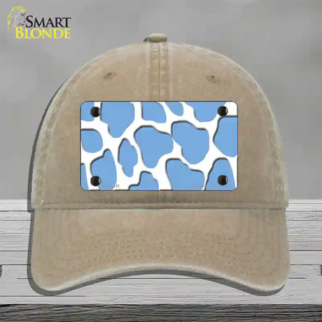 Light Blue White Giraffe Novelty License Plate Hat Unconstructed Cotton / Khaki