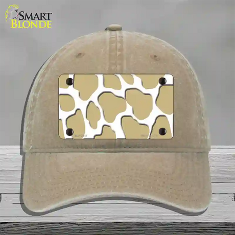 Gold White Giraffe Novelty License Plate Hat Unconstructed Cotton / Khaki