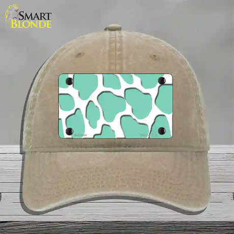 Mint White Giraffe Novelty License Plate Hat Unconstructed Cotton / Khaki