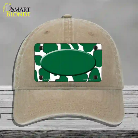 Green White Giraffe Green Center Oval Novelty License Plate Hat Unconstructed Cotton / Khaki