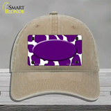 Purple White Giraffe Purple Center Oval Novelty License Plate Hat Unconstructed Cotton / Khaki