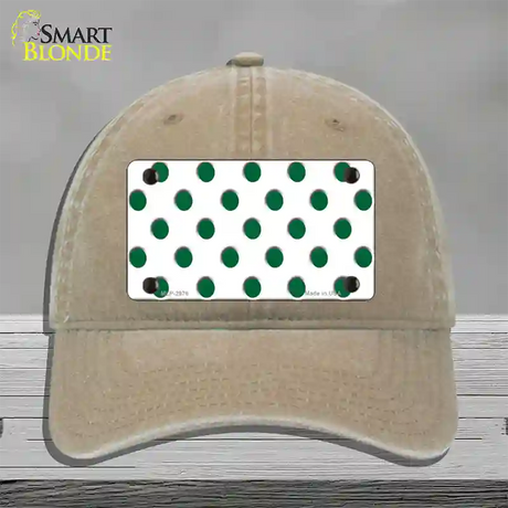 Green White Polka Dot Novelty License Plate Hat Unconstructed Cotton / Khaki