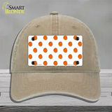 Orange White Polka Dot Novelty License Plate Hat Unconstructed Cotton / Khaki