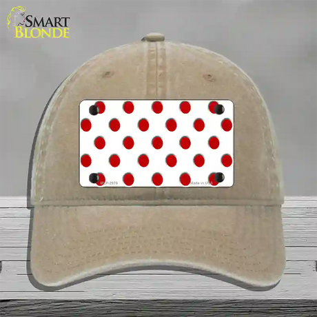 Red White Polka Dot Novelty License Plate Hat Unconstructed Cotton / Khaki