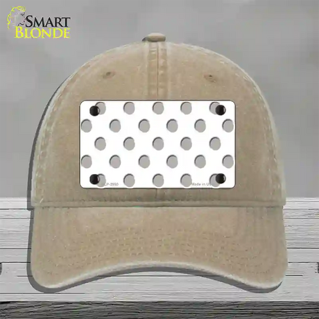 Grey White Polka Dot Novelty License Plate Hat Unconstructed Cotton / Khaki