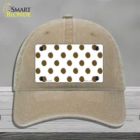 Brown White Polka Dot Novelty License Plate Hat Unconstructed Cotton / Khaki