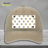 Gold White Polka Dot Novelty License Plate Hat Unconstructed Cotton / Khaki