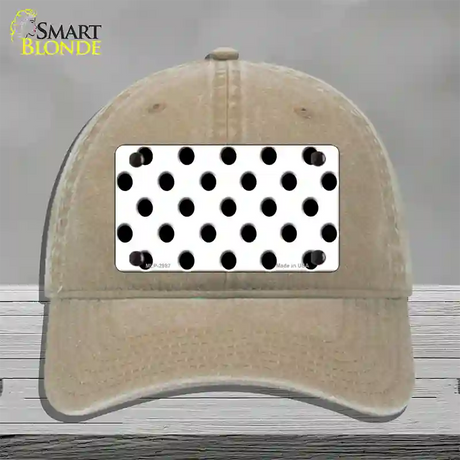 Black White Polka Dot Novelty License Plate Hat Unconstructed Cotton / Khaki