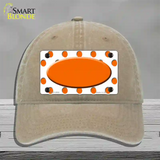 Orange White Polka Dot Orange Center Oval Novelty License Plate Hat Unconstructed Cotton / Khaki