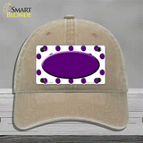 Purple White Polka Dot Purple Center Oval Novelty License Plate Hat Unconstructed Cotton / Khaki