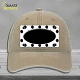 Black White Polka Dot Black Center Oval Novelty License Plate Hat Unconstructed Cotton / Khaki