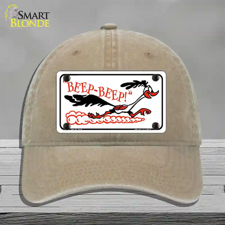 Beep Beep Roadrunner Novelty License Plate Hat Unconstructed Cotton / Khaki