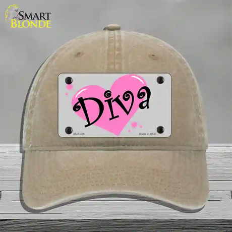 Diva Novelty License Plate Hat Unconstructed Cotton / Khaki