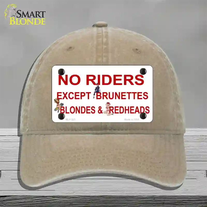 No Riders Except Novelty License Plate Hat Unconstructed Cotton / Khaki