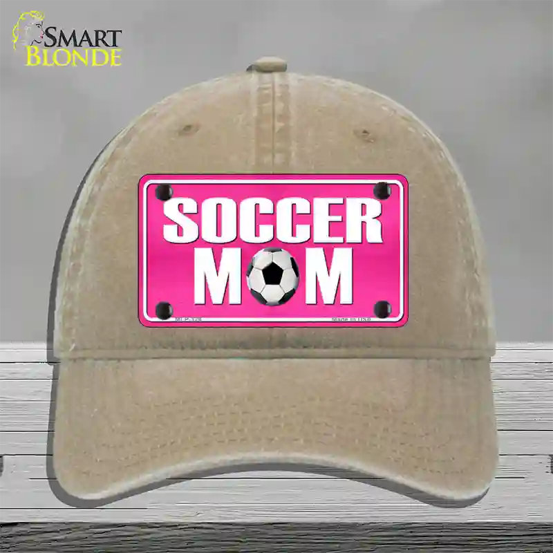 Soccer Mom Novelty License Plate Hat Unconstructed Cotton / Khaki