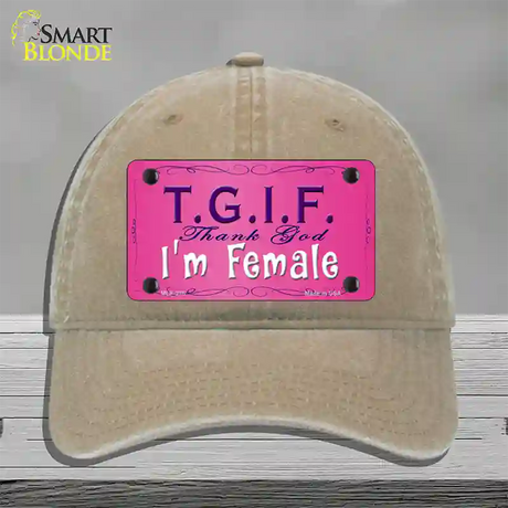 TGIF Novelty License Plate Hat Unconstructed Cotton / Khaki