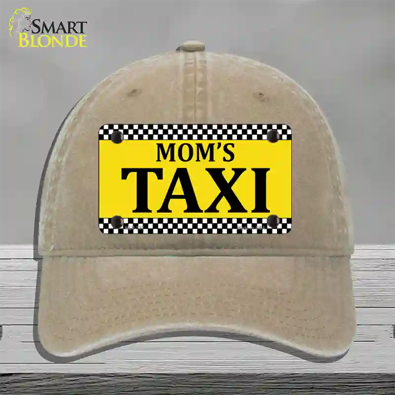 Moms Taxi Novelty License Plate Hat Unconstructed Cotton / Khaki