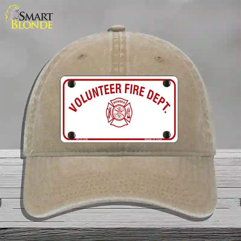 Volunteer Fire Department Novelty License Plate Hat Unconstructed Cotton / Khaki