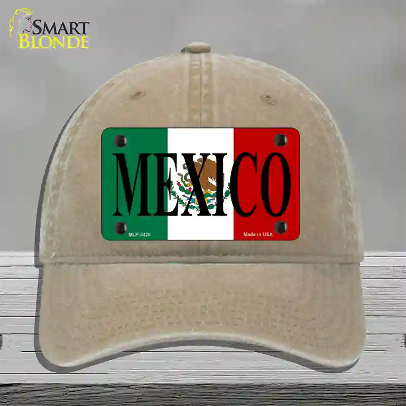 Mexico Novelty License Plate Hat Unconstructed Cotton / Khaki